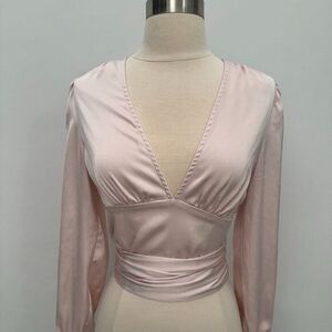 Marissa Webb Pink Tie Waist Blouse, Size 0